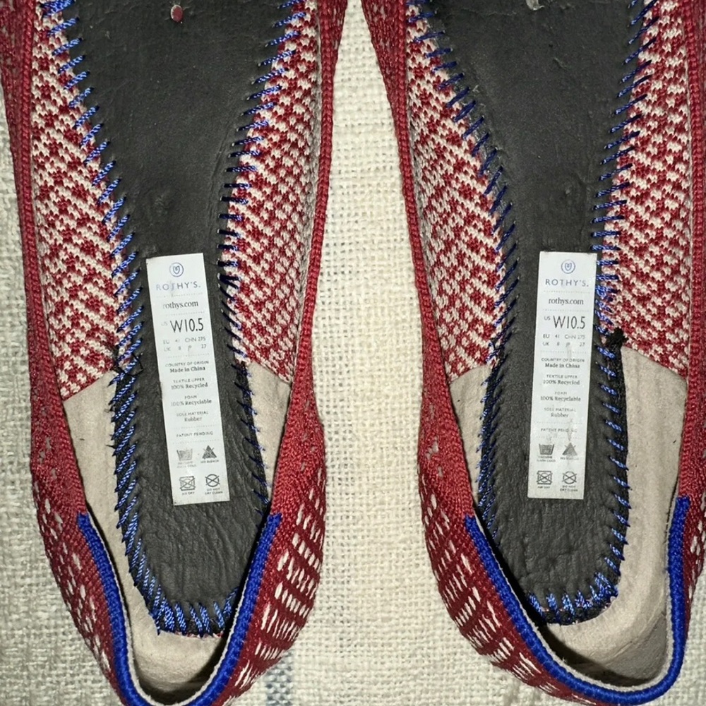 Rothy's The Point Red Apple Ballet Flats Honeycomb US 10.5 / EU 41 Rare Retired - Picture 9 of 9